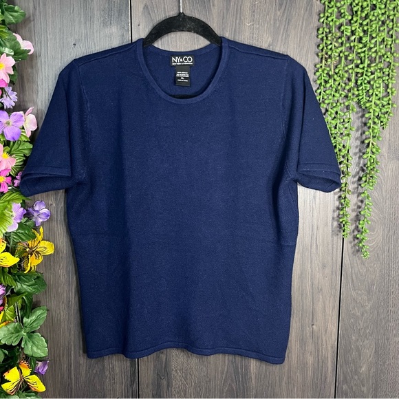 .!🌼3/$30🌼New York & Company Short Sleeve Sweater Top Size XL - Picture 2 of 14